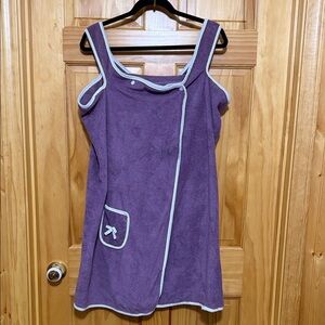 Lavender Plush Microfiber Towel Wrap with White Trim. OSFM